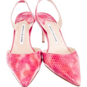 Manolo Blahnik Vibrant Pink Snakeskin Heels